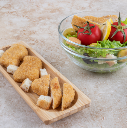 Lentil salad with fried cheese